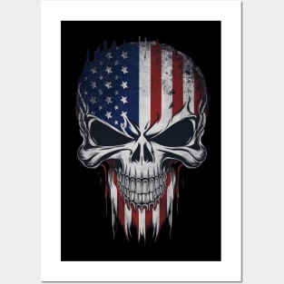 Patriotic Skull Art - Stars, Stripes, and Skulls: Edgy American Pride Posters and Art